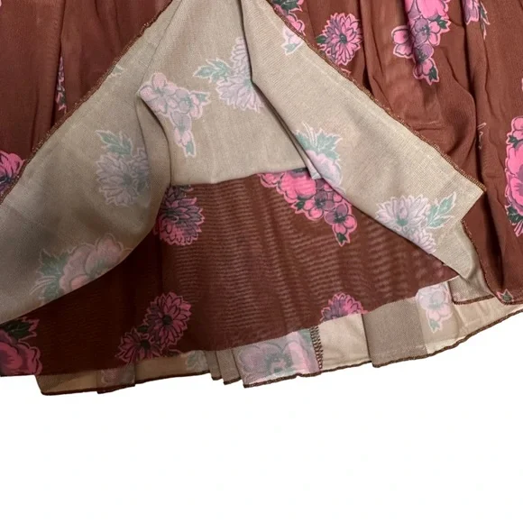 FINAL NWOT FP Florence Mesh Floral Crop Top/Mini Skirt Set m Cocoa combo - Picture 11 of 14